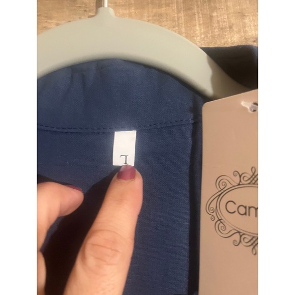 Navy Blue Long Sleeve Button Up Shirt Size L - Picture 2 of 5